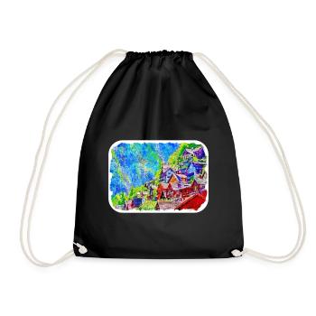 Autriche Aquarelle Esquisse Dessinée à la main Illustration - Sac de sport léger - noir - Devant