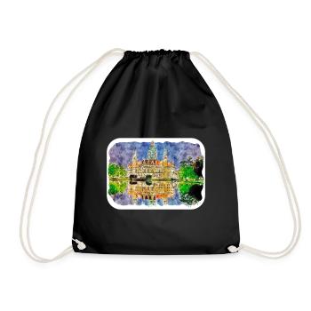 Dhaka Bangladesh Watercolor Sketch Drawn Illustrat - Drawstring Bag - black - Front