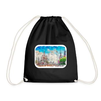 Moscou Russie Aquarelle Esquisse Dessin Dessiné - Sac de sport léger - noir - Devant