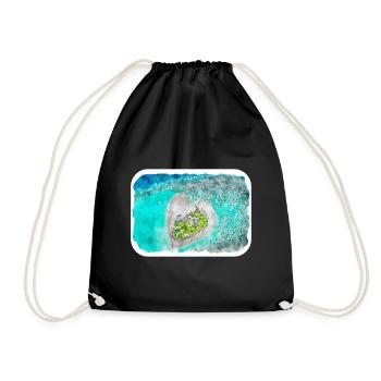 Maldives Watercolor Sketch Hand Drawn Illustration - Drawstring Bag - black - Front