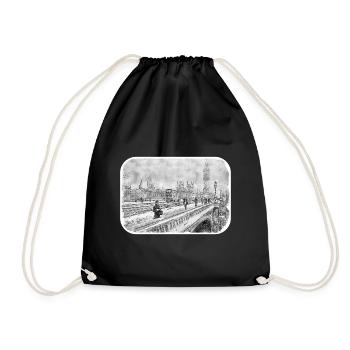 Londres UK Aquarelle Esquisse Dessinée à la Main Peinture - Sac de sport léger - noir - Devant