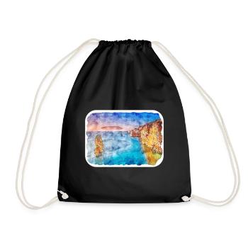 Australie Aquarelle Esquisse Dessinée à la Main Peinture - Sac de sport léger - noir - Devant
