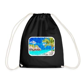 Thaïlande Aquarelle Esquisse Dessinée à la Main Illustration - Sac de sport léger - noir - Devant
