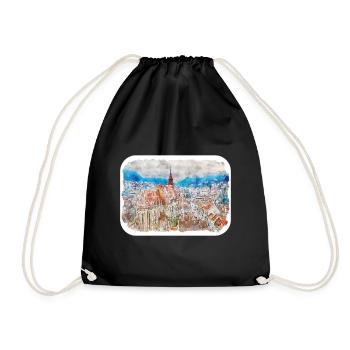 Brasov Roumanie Aquarelle Sketch Illustration - Sac de sport léger - noir - Devant
