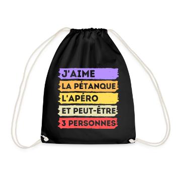 Pétanque et apéro humour phrase drôle cadeau - Sac de sport léger - noir - Devant