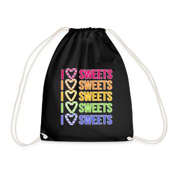 I love sweets statement dessert delicious - Drawstring Bag - black - Front