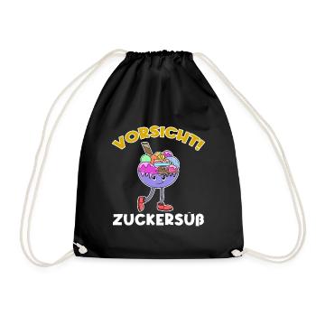 Süßigkeiten Schokolade Nachspeise Statement Lecker - Turnbeutel - Schwarz - Vorne