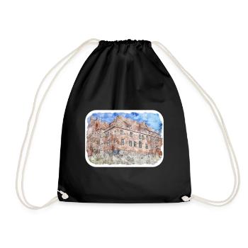 Pologne Repère Aquarelle Esquisse Dessin de peinture - Sac de sport léger - noir - Devant
