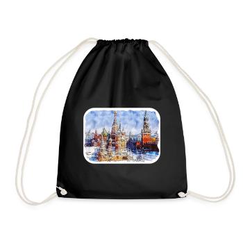 Moscou Russie Aquarelle Esquisse Dessinée Peinture - Sac de sport léger - noir - Devant