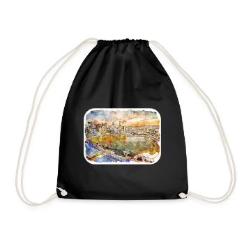 Singapour Aquarelle Esquisse Dessinée à la Main Peinture - Sac de sport léger - noir - Devant