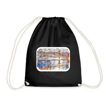 San Francisco Usa Watercolor Sketch Painting - Drawstring Bag - black - Front