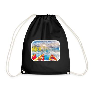 Slovakia Landmark Watercolor Sketch Illustration - Drawstring Bag - black - Front