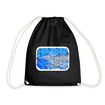 Norvège Aquarelle Esquisse Dessinée à la main Illustration - Sac de sport léger - noir - Devant