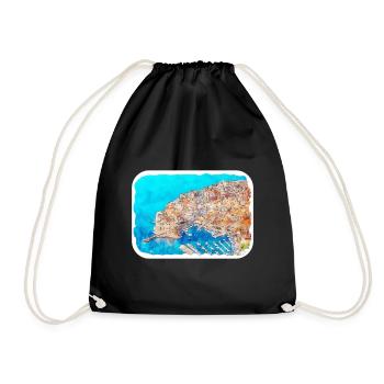 Dubrovnik Kroatien Aquarell Skizze Illustration - Turnbeutel - Schwarz - Vorne