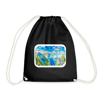 Norvège Aquarelle Esquisse Dessinée à la main Illustration - Sac de sport léger - noir - Devant