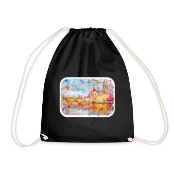 Allemagne Aquarelle Esquisse Dessinée à la main Illustration - Sac de sport léger - noir - Devant