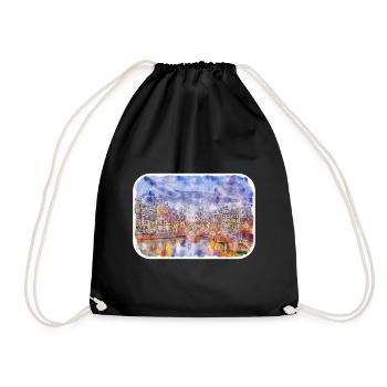 Amsterdam Pays-Bas Aquarelle Dessin d’esquisse - Sac de sport léger - noir - Devant