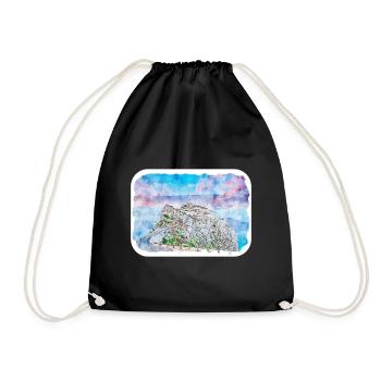 Spain Watercolor Sketch Hand Drawn Illustration - Drawstring Bag - black - Front