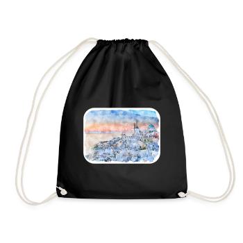 Santorin Grèce Aquarelle Sketch Illustration - Sac de sport léger - noir - Devant