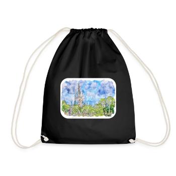 Florida USA Watercolor Sketch Drawn Illustration - Drawstring Bag - black - Front