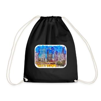 Chicago USA Aquarell Skizze gezeichnete Illustration - Turnbeutel - Schwarz - Vorne