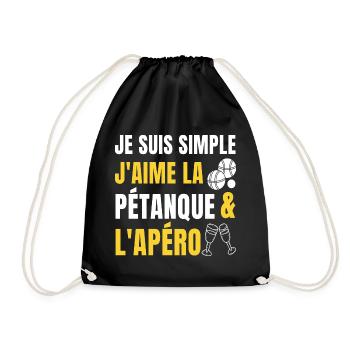 J'aime la pétanque et l' apéro cadeau homme femme - Sac de sport léger - noir - Devant