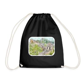 Beijing Chine Aquarelle Esquisse Dessin Dessiné - Sac de sport léger - noir - Devant