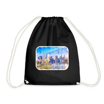 Singapour Aquarelle Esquisse Dessinée à la Main Peinture - Sac de sport léger - noir - Devant