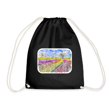 Pays-Bas Aquarelle Esquisse Dessinée Illustration - Sac de sport léger - noir - Devant