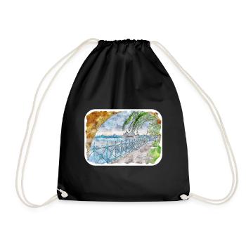 Australie Aquarelle Esquisse Dessinée à la Main Peinture - Sac de sport léger - noir - Devant