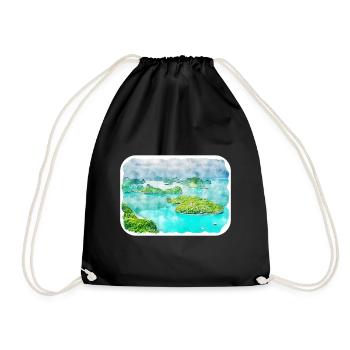 Thailand Aquarell Skizze Handgezeichnete Illustration - Turnbeutel - Schwarz - Vorne