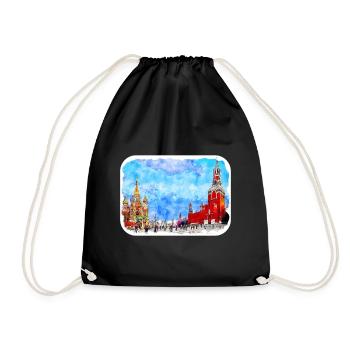 Moscou Russie Aquarelle Esquisse Dessin Dessiné - Sac de sport léger - noir - Devant