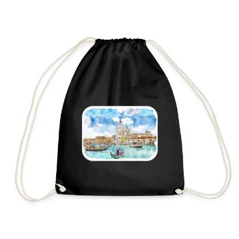 Venedig Italien Aquarellskizze Gezeichnete Illustration - Turnbeutel - Schwarz - Vorne