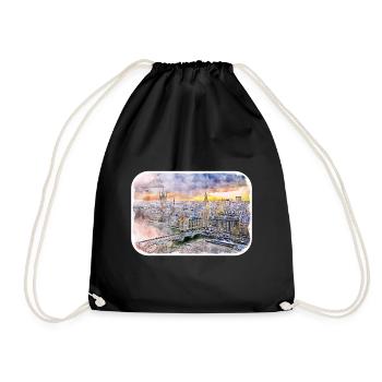 Londres UK Aquarelle Esquisse Dessinée à la Main Peinture - Sac de sport léger - noir - Devant