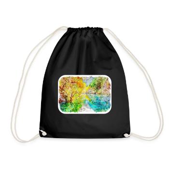 China Watercolor Sketch Hand Drawn Illustration - Drawstring Bag - black - Front