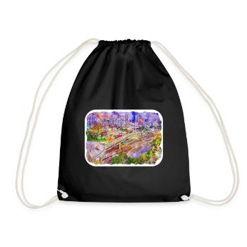 Malaisie Aquarelle Esquisse Dessinée à la Main Illustration - Sac de sport léger - noir - Devant