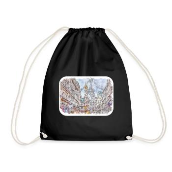 Vienna Austria Watercolor Sketch Painting - Drawstring Bag - black - Front