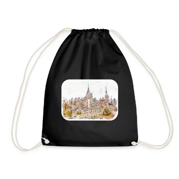 Illustration de croquis aquarelle Sinaia Roumanie - Sac de sport léger - noir - Devant
