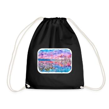 California Usa Watercolor Sketch Illustration - Drawstring Bag - black - Front