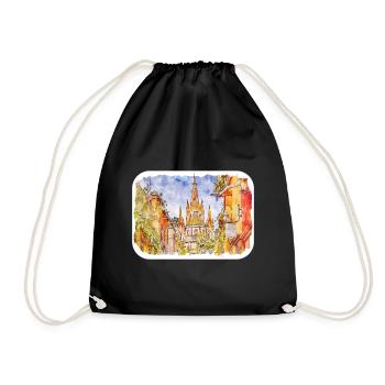 San Miguel De Allende Mexico Watercolor Sketch Dra - Drawstring Bag - black - Front