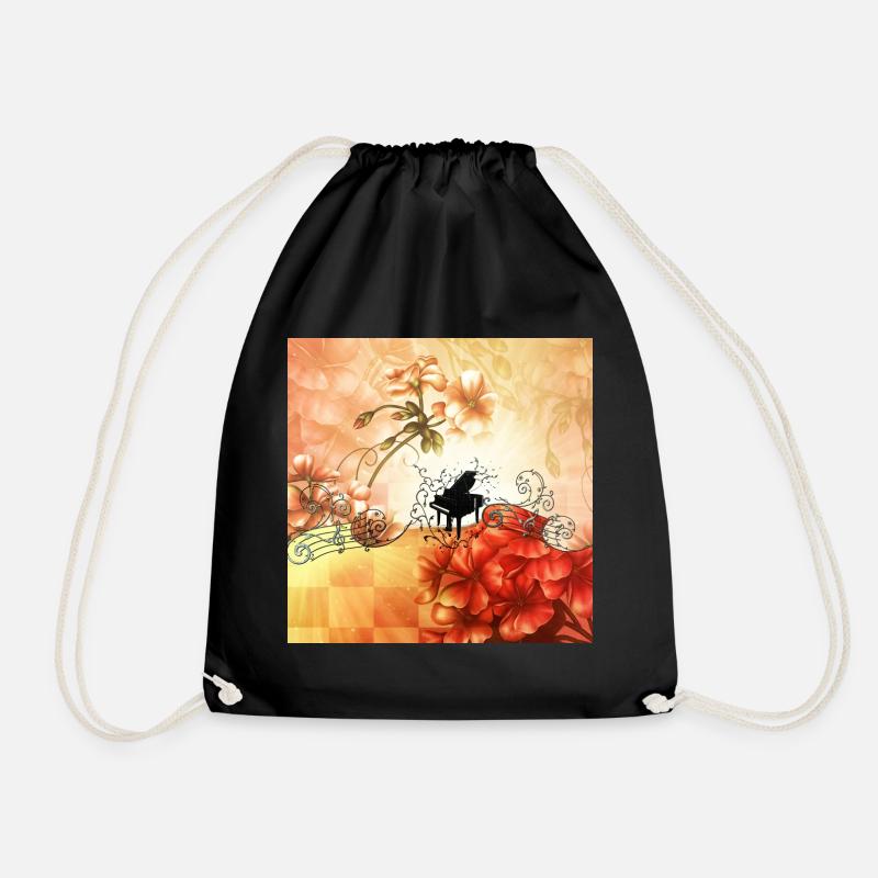 Merveilleuses fleurs avec piano et notes clés. - Sac de sport léger - noir