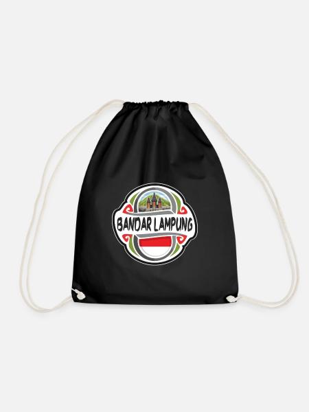Bandar Lampung Indonésie Drapeau Voyage Souvenir Badg - Sac de sport léger - noir