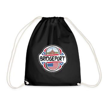 Bridgeport USA United States Flag Travel Souvenir - Drawstring Bag - black - Front