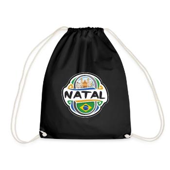 Natal Brazil Flag Badge Travel Souvenir Stamp - Drawstring Bag - black - Front