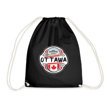 Ottawa Kanada Flagge Abzeichen Reise Souvenir Briefmarke - Turnbeutel - Schwarz - Vorne
