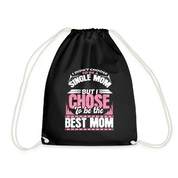 Single mother Mommy daughter - Drawstring Bag - black - Front