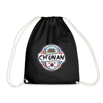 Ch'onan Südkorea Flagge Reise Souvenir Abzeichen Sta - Turnbeutel - Schwarz - Vorne