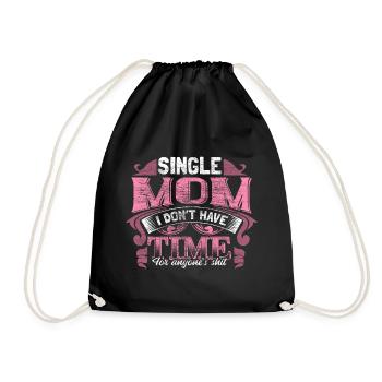 Single Mom Gift Idea - Drawstring Bag - black - Front