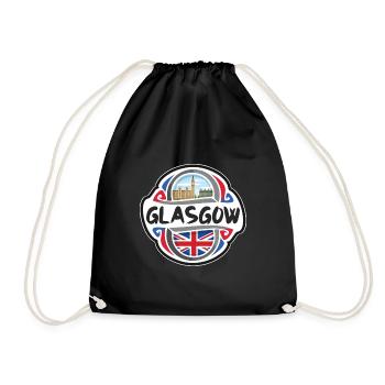 Glasgow UK United Kingdom Flag Travel Souvenir Bad - Drawstring Bag - black - Front