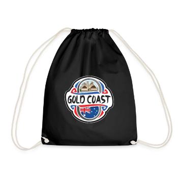Gold Coast Australia Flag Travel Souvenir Badge St - Drawstring Bag - black - Front